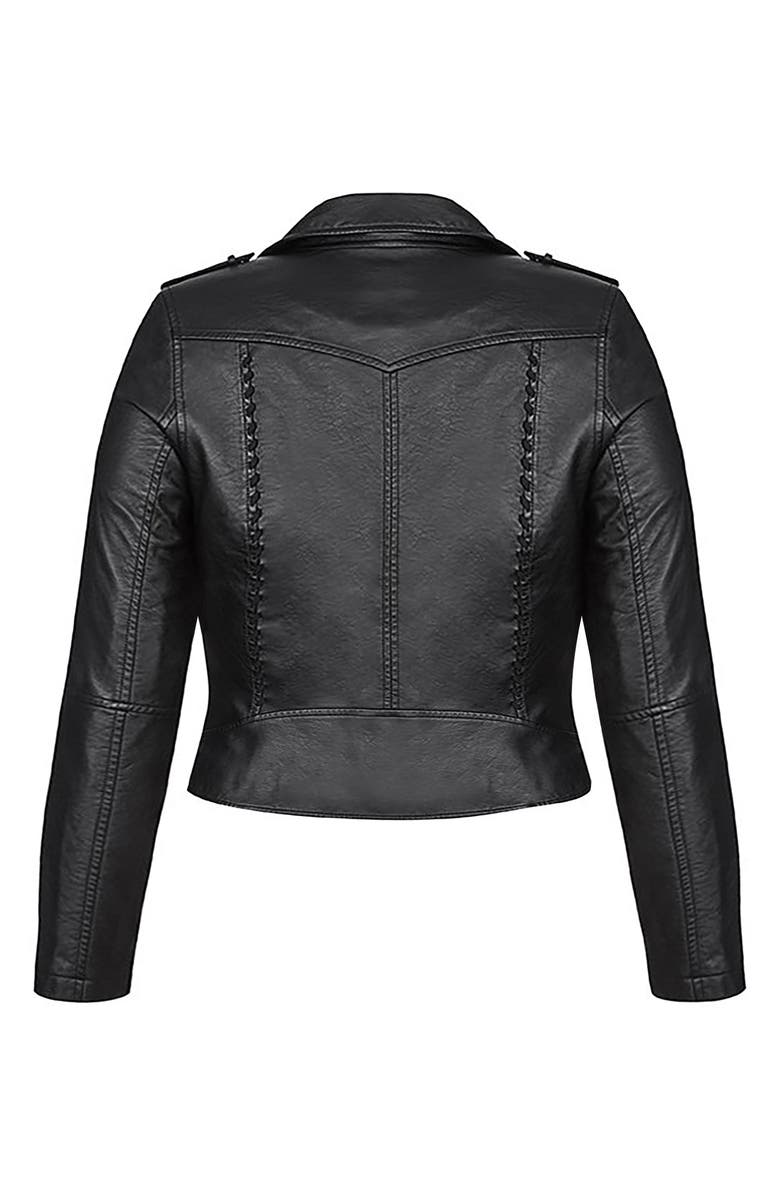 City Chic Whipstitch Faux Leather Biker Jacket, Alternate, color, 
