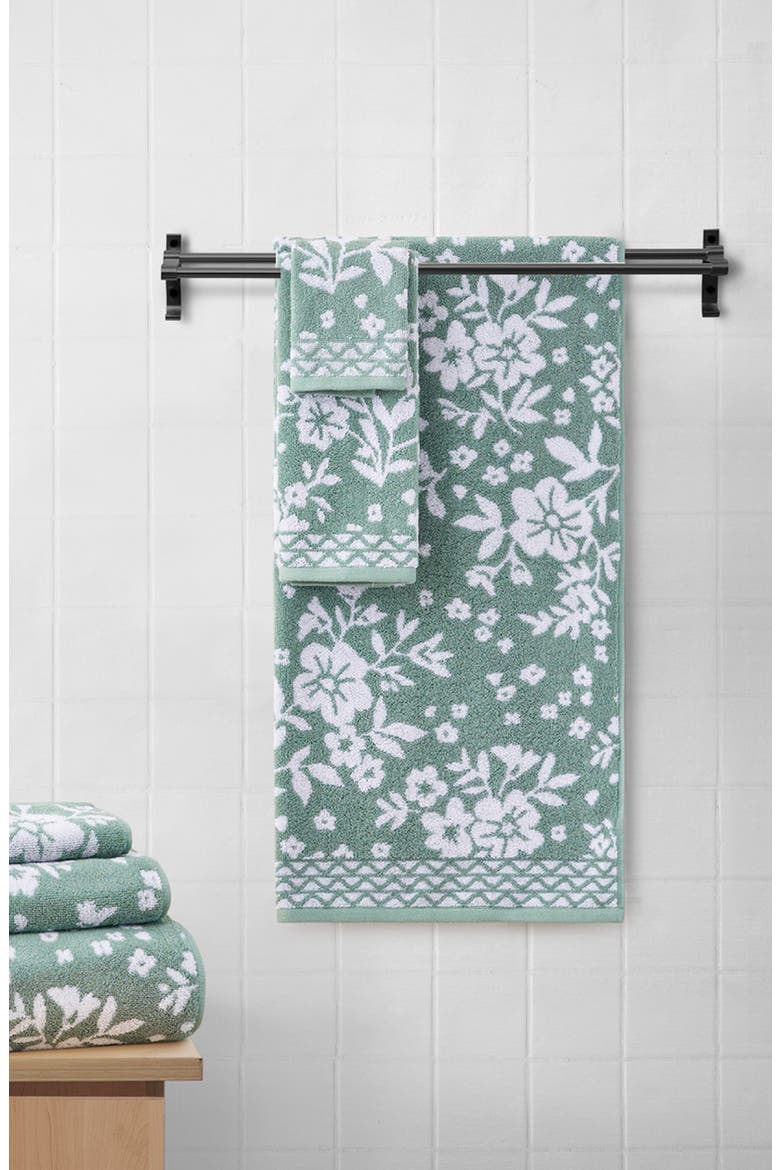 Folk Floral 6-Piece Assorted Towels, Alternate, color, ICEBERG GREEN