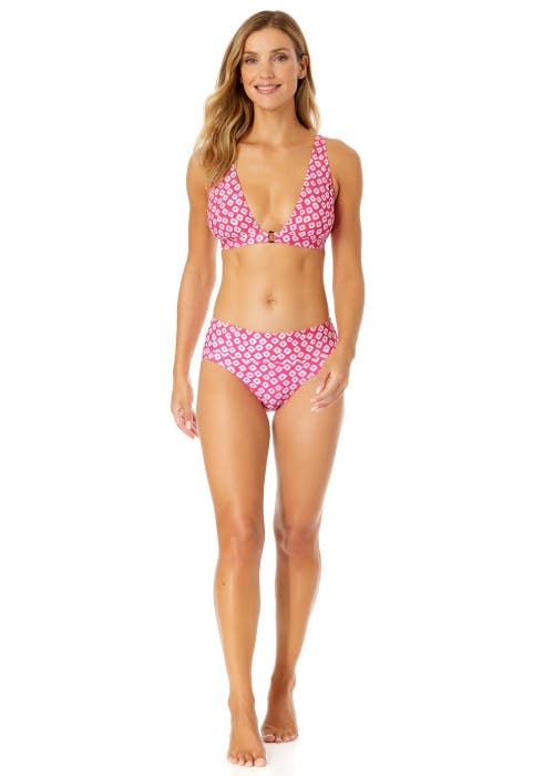 ANNE COLE SHIBORI GEO RING PLUNGE TRIANGLE BIKINI SWIM TOP
