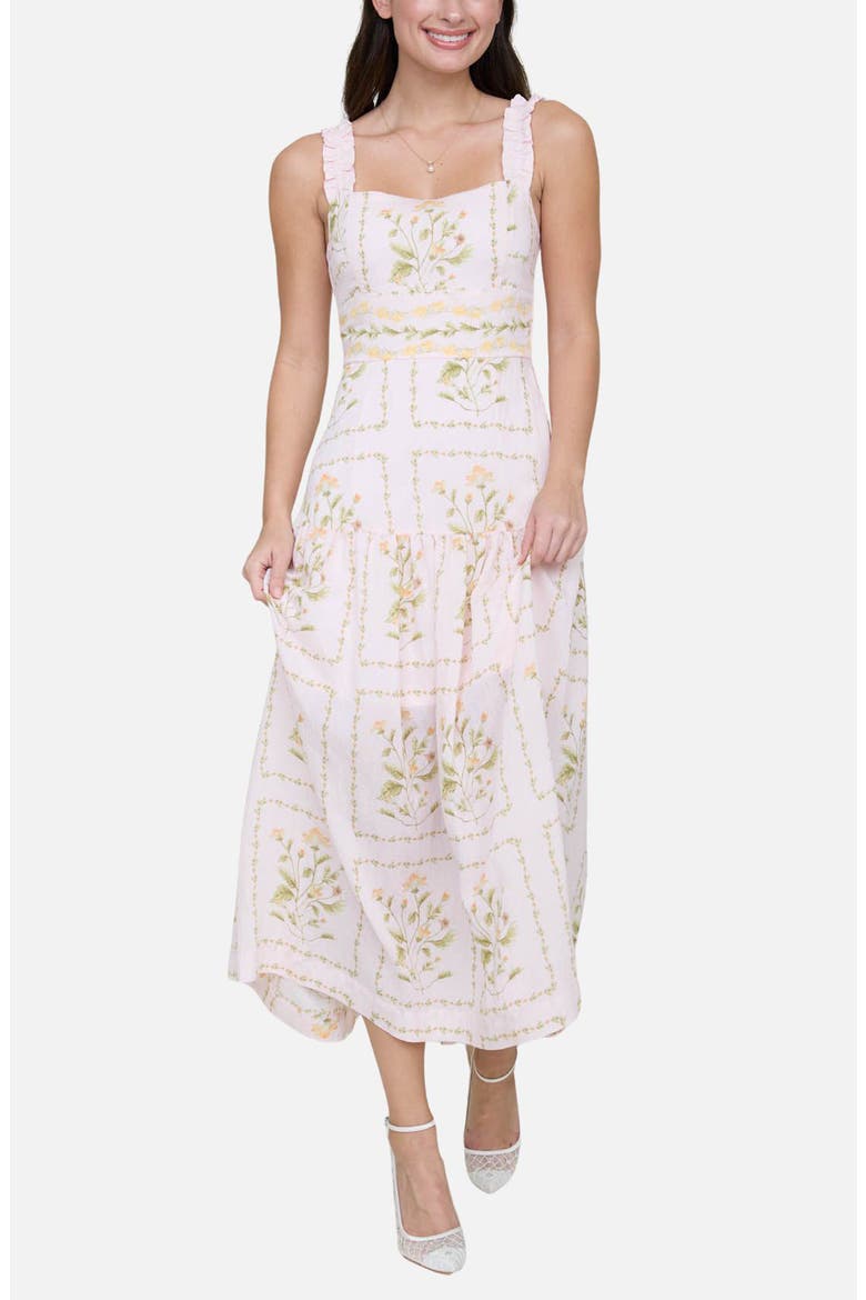 Floral Midi Dress, Main, color, LIGHT PINK MULTI