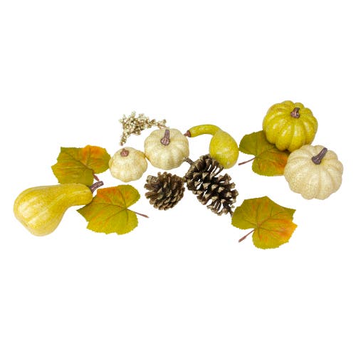 Northlight Crackled And Glittered Fall Harvest Pumpkin And Pine Cone Decoration Set In Multi