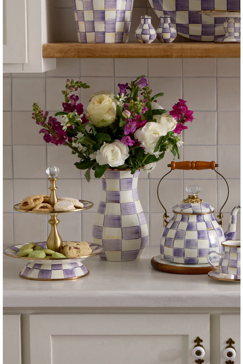 Violet Check Tall Vase, Alternate, color, VIOLET