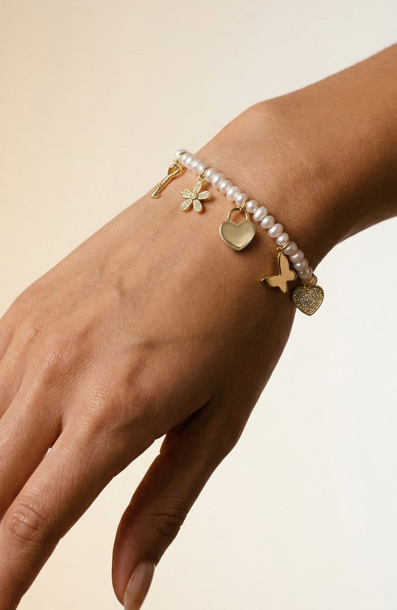 ARGENTO VIVO Faux Pearl Charm Bracelet, Alternate, color, Gold