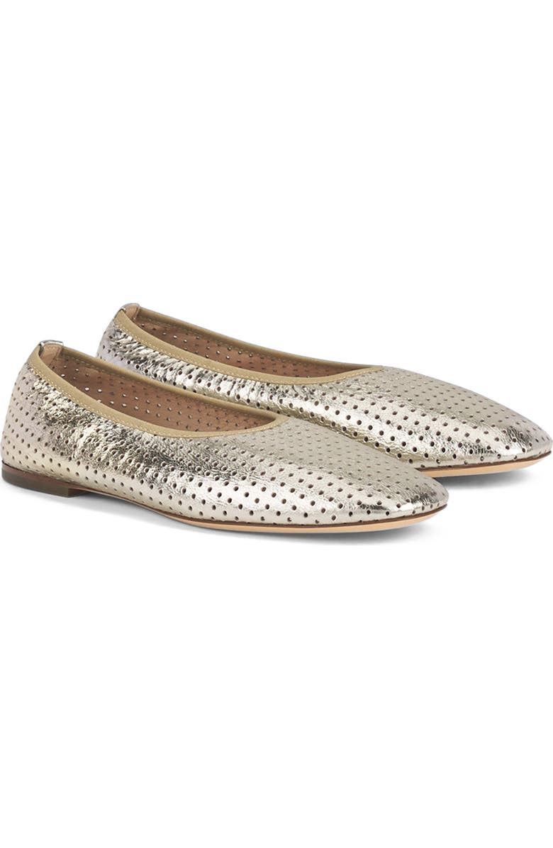 AGL Lucy Perforated Ballet Flat, Alternate, color, Platinum Leather