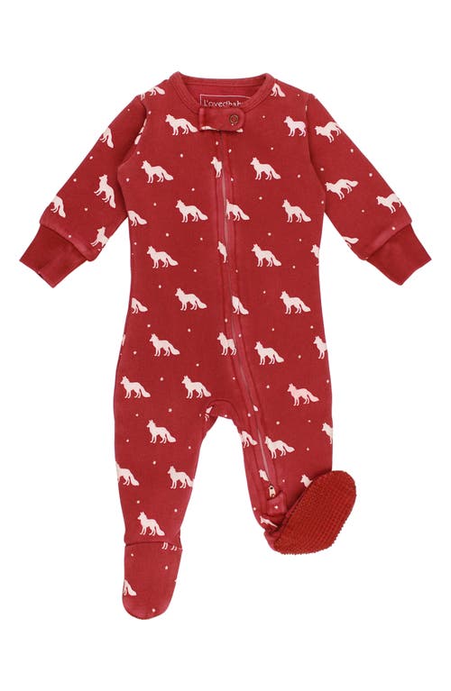 L'ovedbaby Print Fitted One-piece Organic Cotton Footie Pajamas In Red