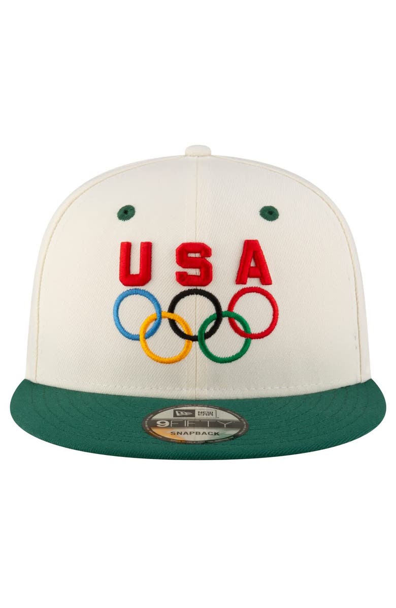 New Era Men's New Era Cream/Hunter Green Team USA Chrome 9FIFTY Snapback Hat, Alternate, color, Cream