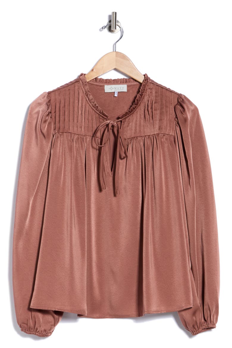 Ruffle Neck Pintuck Pleat Blouse, Main, color, ROSE MAUVE