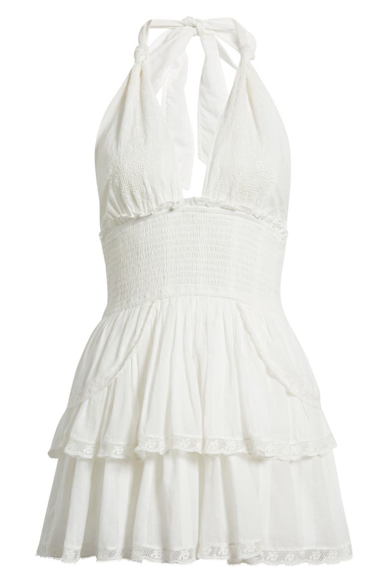 Deanna Embroidered Halter Minidress, Alternate, color, TRUE WHITE