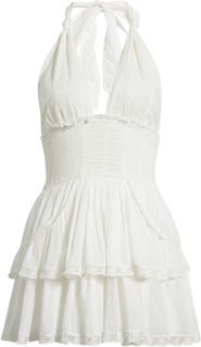LoveShackFancy Deanna Embroidered Halter Minidress