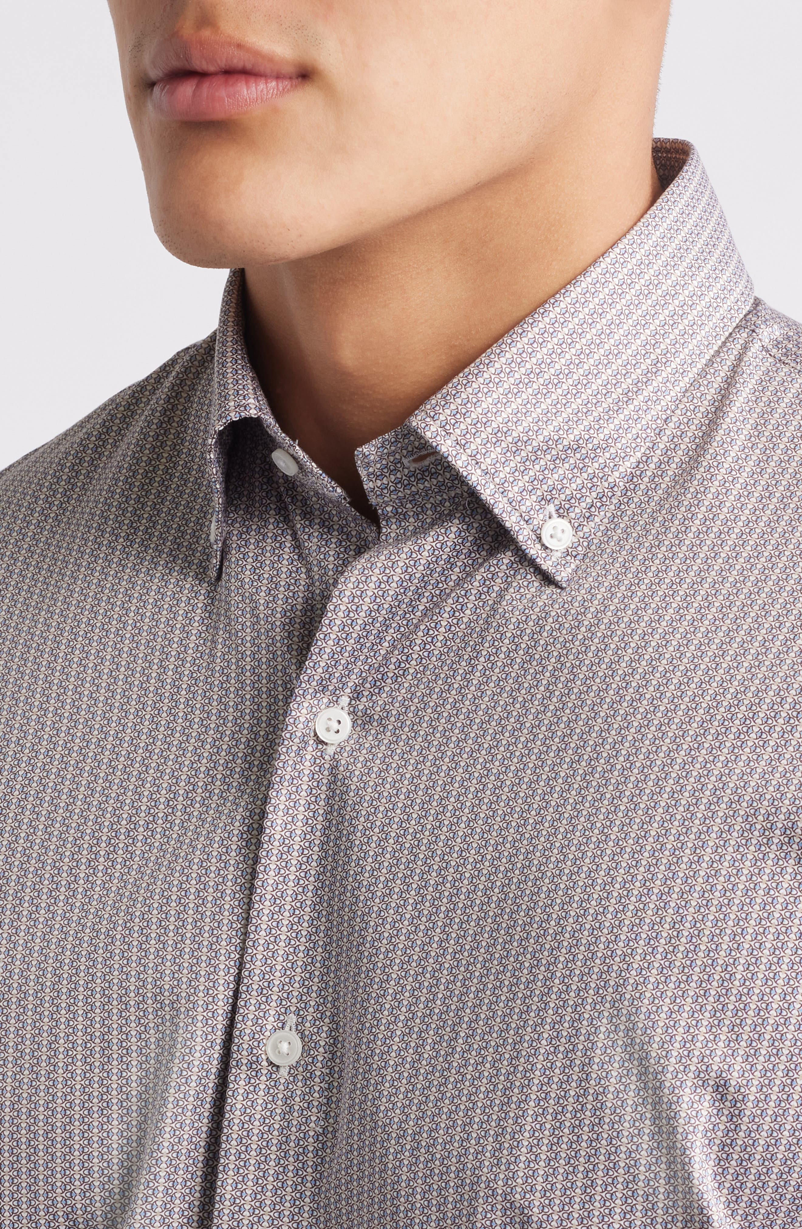 Zollar Geometric Print Short Sleeve Button-Down Shirt - image 2