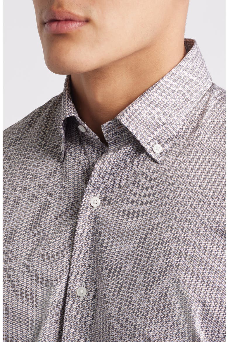 Zollar Geometric Print Short Sleeve Button-Down Shirt, Alternate, color, SPARROW RED