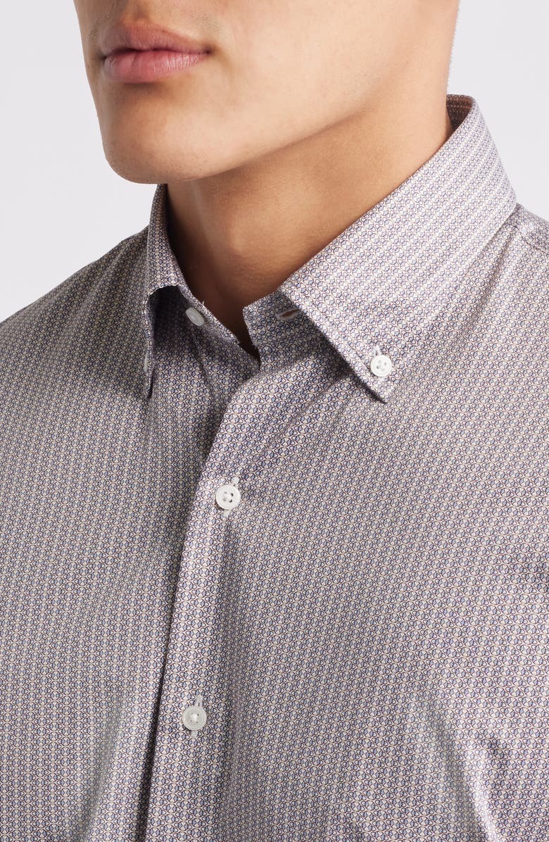 Zollar Geometric Print Short Sleeve Button-Down Shirt
