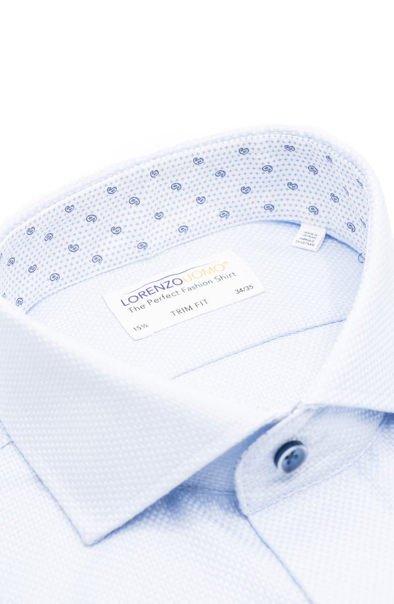 Lorenzo Uomo Trim Fit Textured Cotton Dress Shirt, Alternate, color, Light Blue