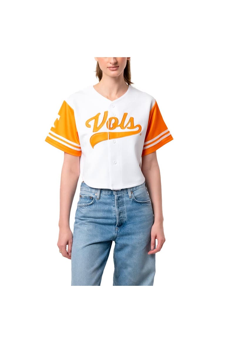 Women's Established & Co. White Tennessee Volunteers Baseball Jersey Cropped T-Shirt, Alternate, color, White