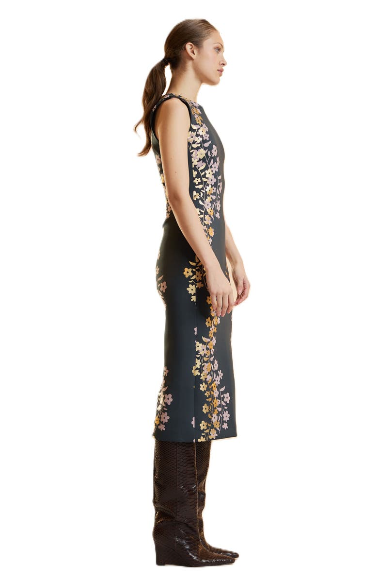 Cynthia Rowley Sleeveless Bonded Midi Dress, Alternate, color, Black/Gold