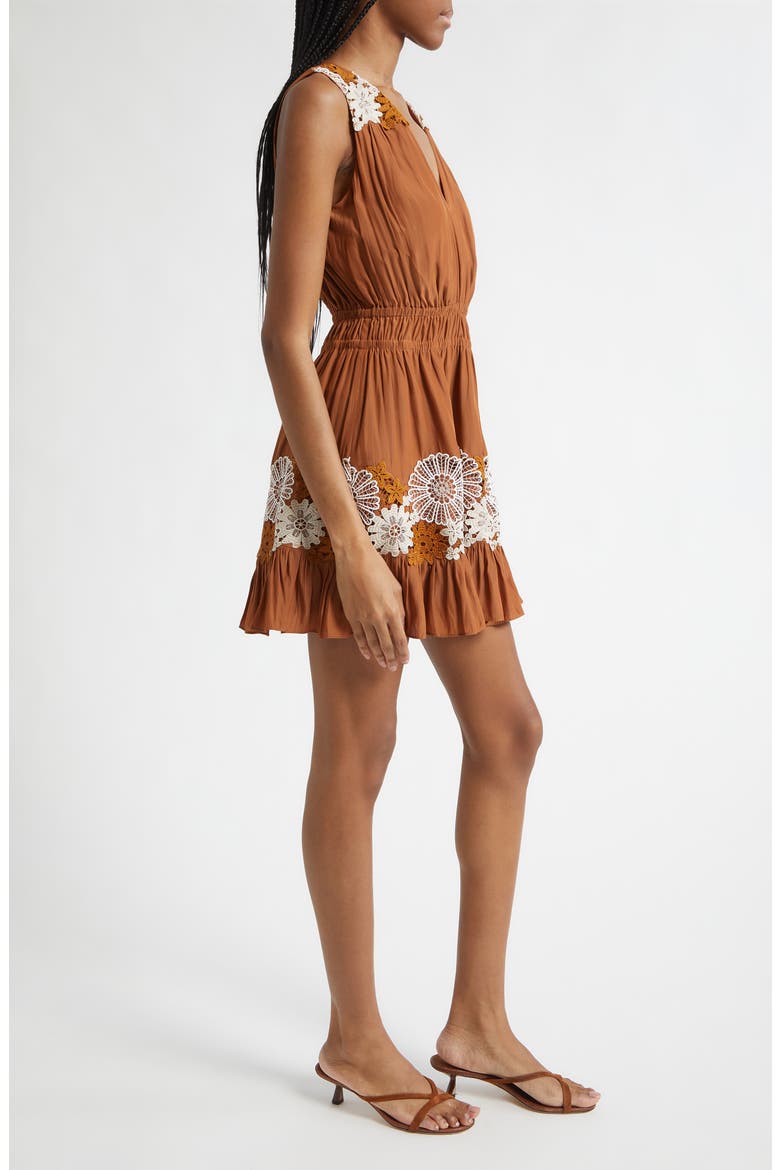 Mackenzie Floral Embroidery Detail Minidress, Alternate, color, COFFEE