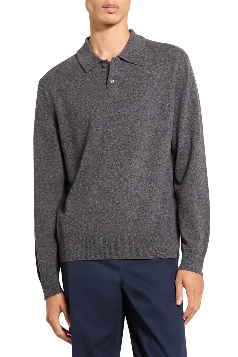 Goris Cashmere Polo Sweater, Main, color, CHARCOAL MELANGE