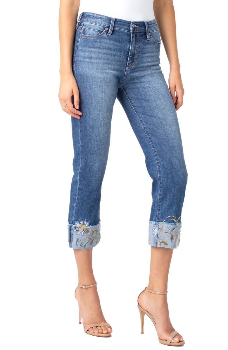 Liverpool Sadie Embroidered Crop Straight Leg Jeans, Alternate, color, 