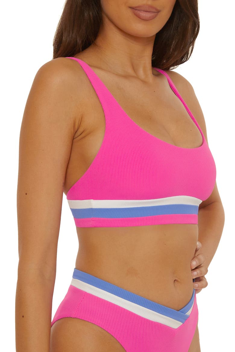 Coast Line Rib Bikini Top, Alternate, color, ROSE BERRY