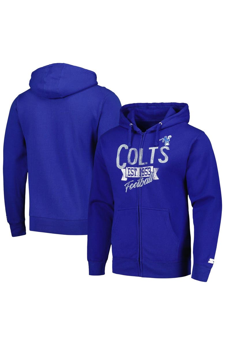 STARTER Men's Starter Royal Indianapolis Colts Gridiron Classics Post Season Full-Zip Hoodie, Main, color, Royal