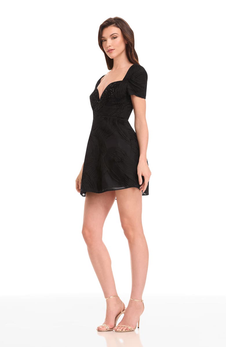 Dress the Population Francesca Plunge Sweetheart Neck Cocktail Minidress, Alternate, color, Black