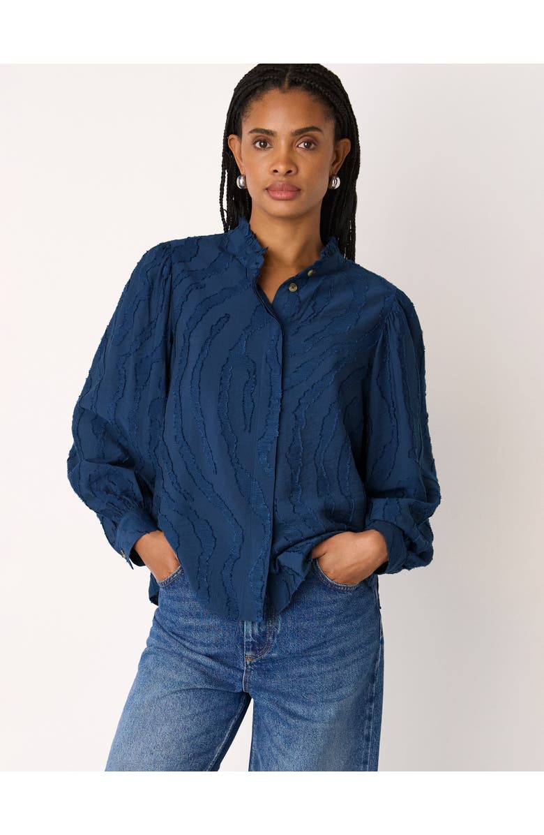 Whistles Animal Textured Shirt, Main, color, Navy