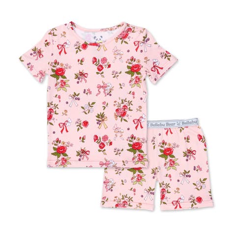 Bows & Blooms Kids 2-Piece Short Sleeve & Shorts Pajama Set