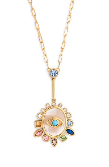 Kurt Geiger London Rainbow Eye Pendant Necklace In Gold