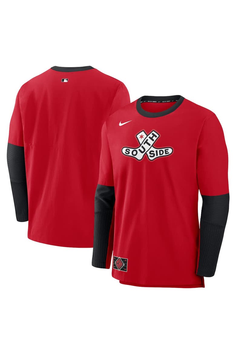 Men's Nike Red/Black Chicago White Sox 2025 City Connect Authentic Collection Lightweight Player Tri-Blend Performance Long Sleeve T-Shirt, Alternate, color, Red