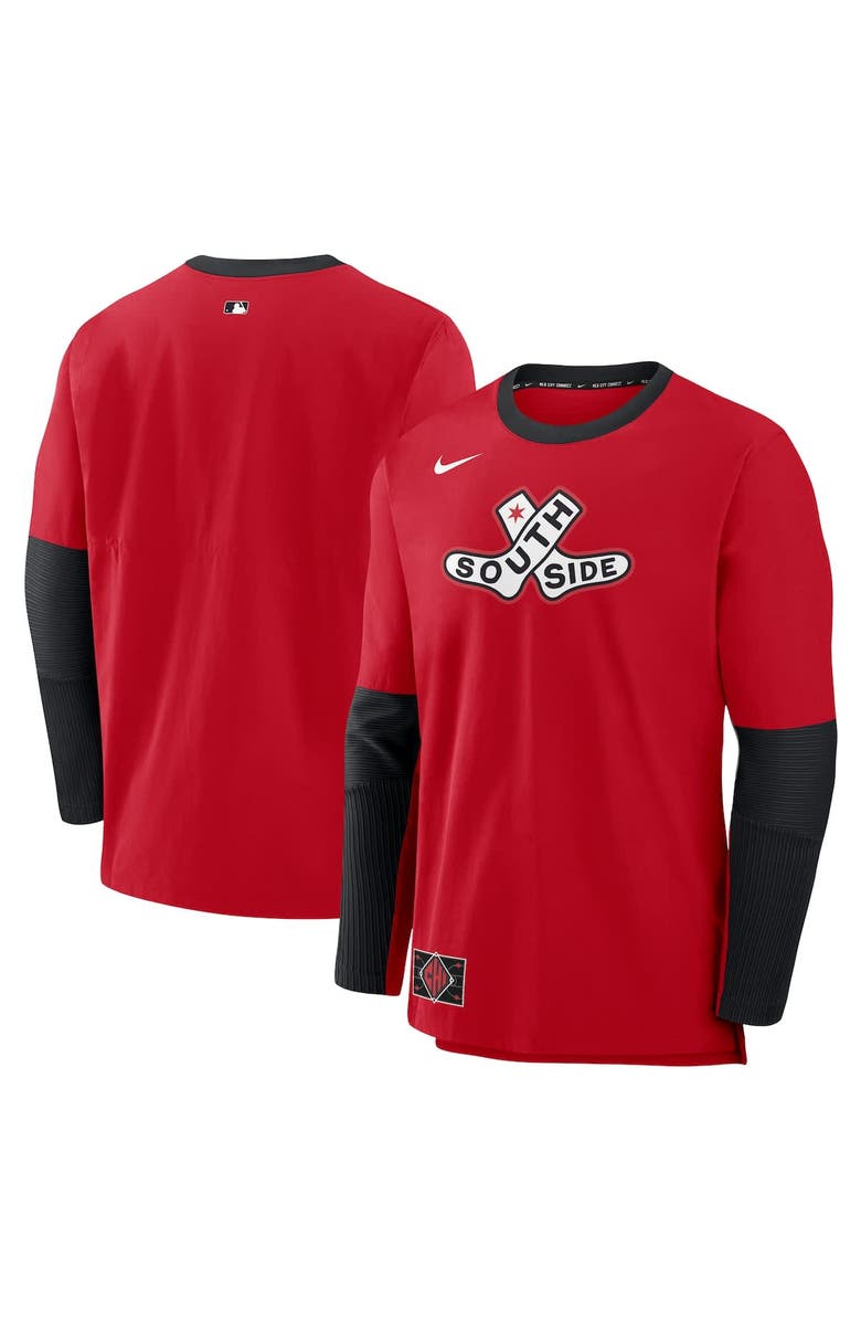 Nike Men's Nike Red/Black Chicago White Sox 2025 City Connect Authentic Collection Lightweight Player Tri-Blend Performance Long Sleeve T-Shirt, Alternate, color, Red