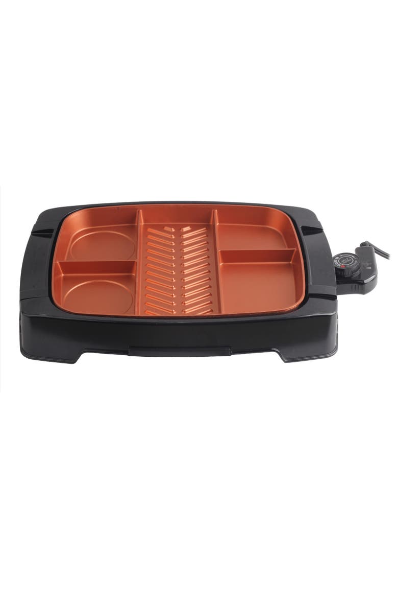 Electric Indoor Grill with Non-Stick Copper Coating, Main, color, Black