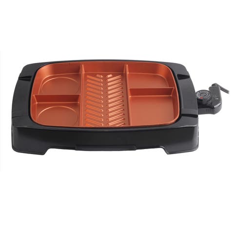 Electric Indoor Grill with Non-Stick Copper Coating