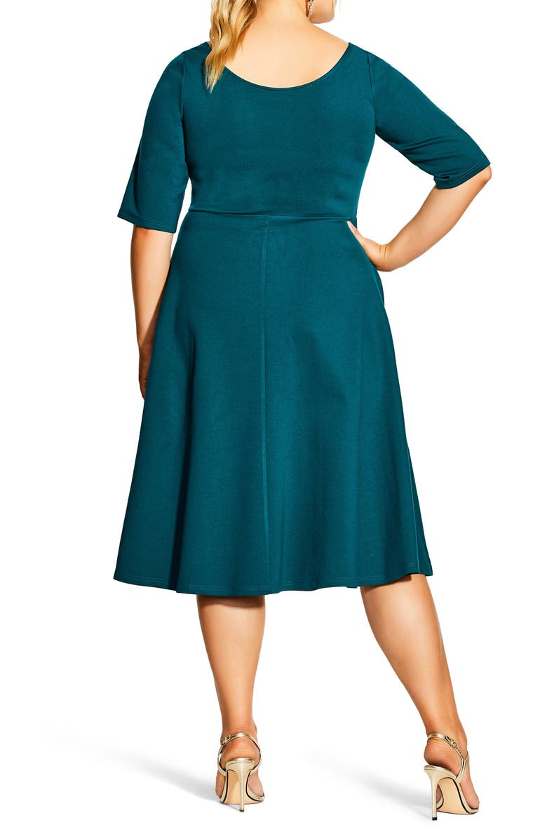 City Chic Cute Girl Sweetheart Neck Fit & Flare Dress, Alternate, color,