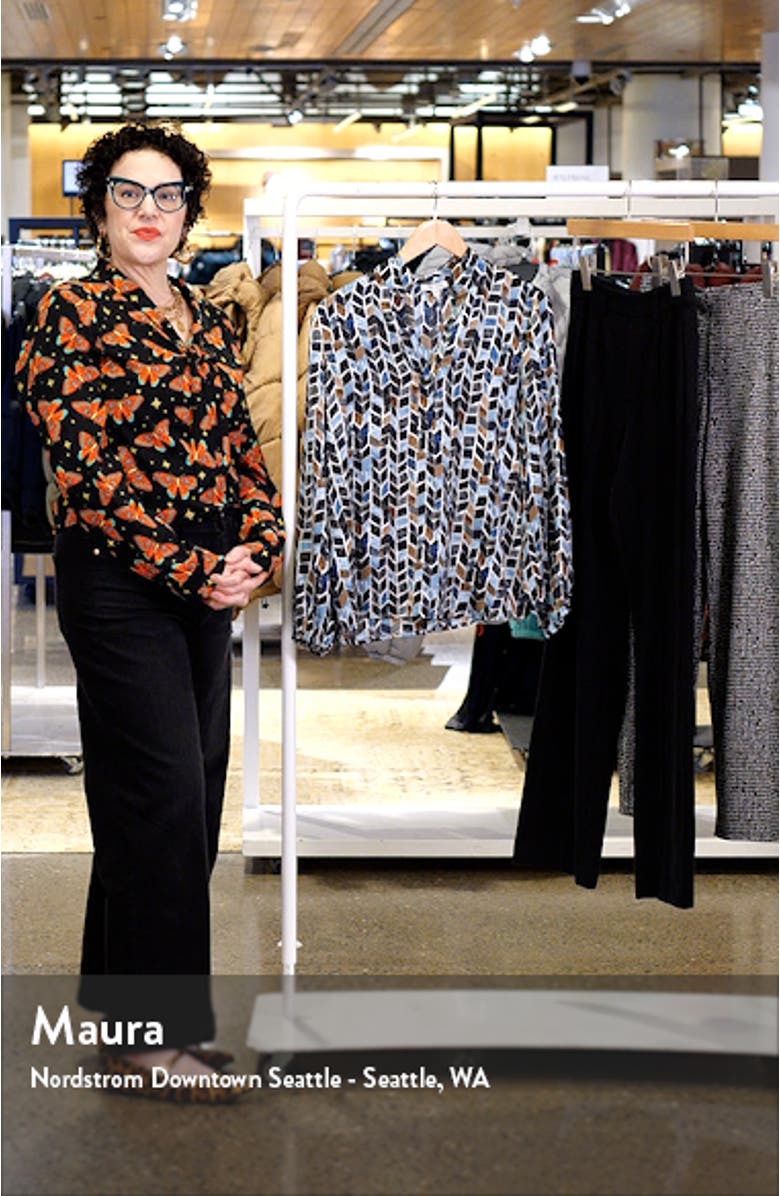 Herringbone Blues Split Neck Top, sales video thumbnail