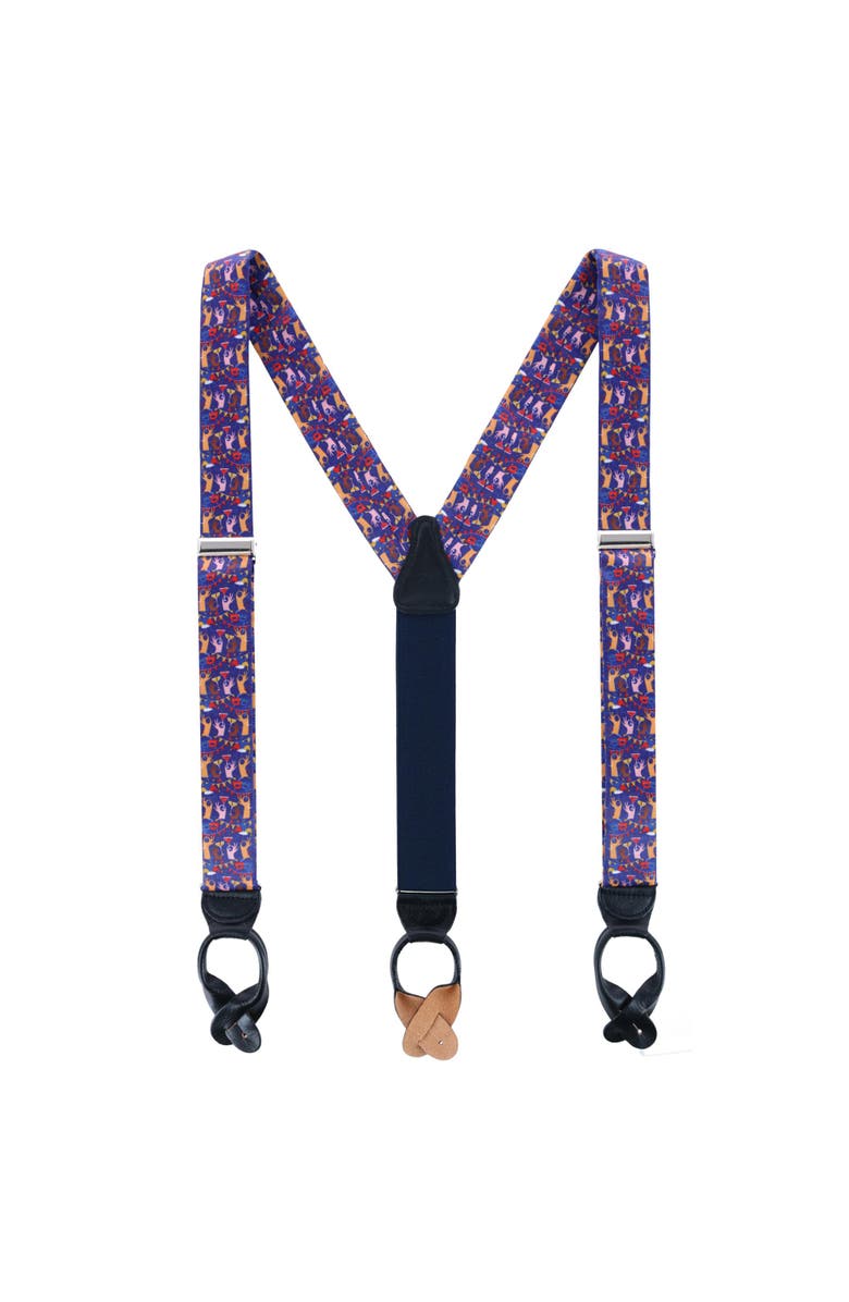 Trafalgar Toast The Night Away Silk Button End Suspenders, Alternate, color, Multiple