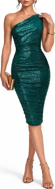 Love By Design Sequin One-Shoulder Midi Dress