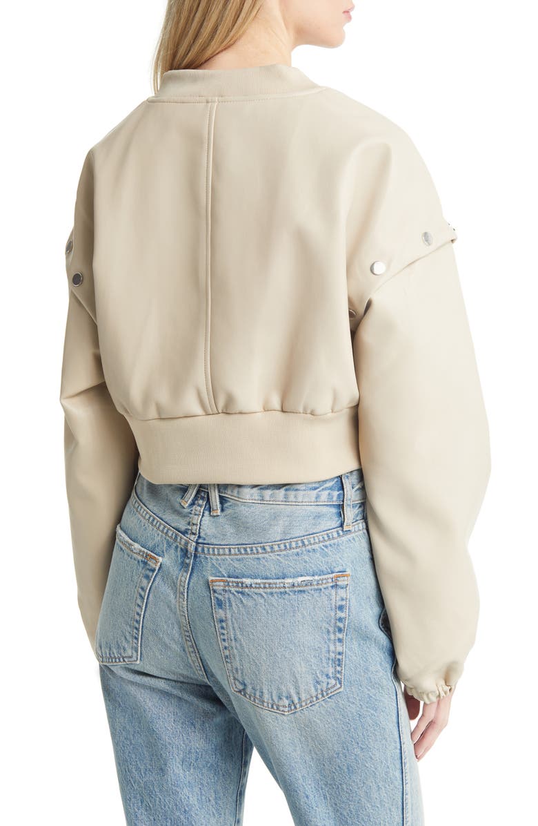 AZALEA WANG Stud Detail Faux Leather Bomber Jacket, Alternate, color, 