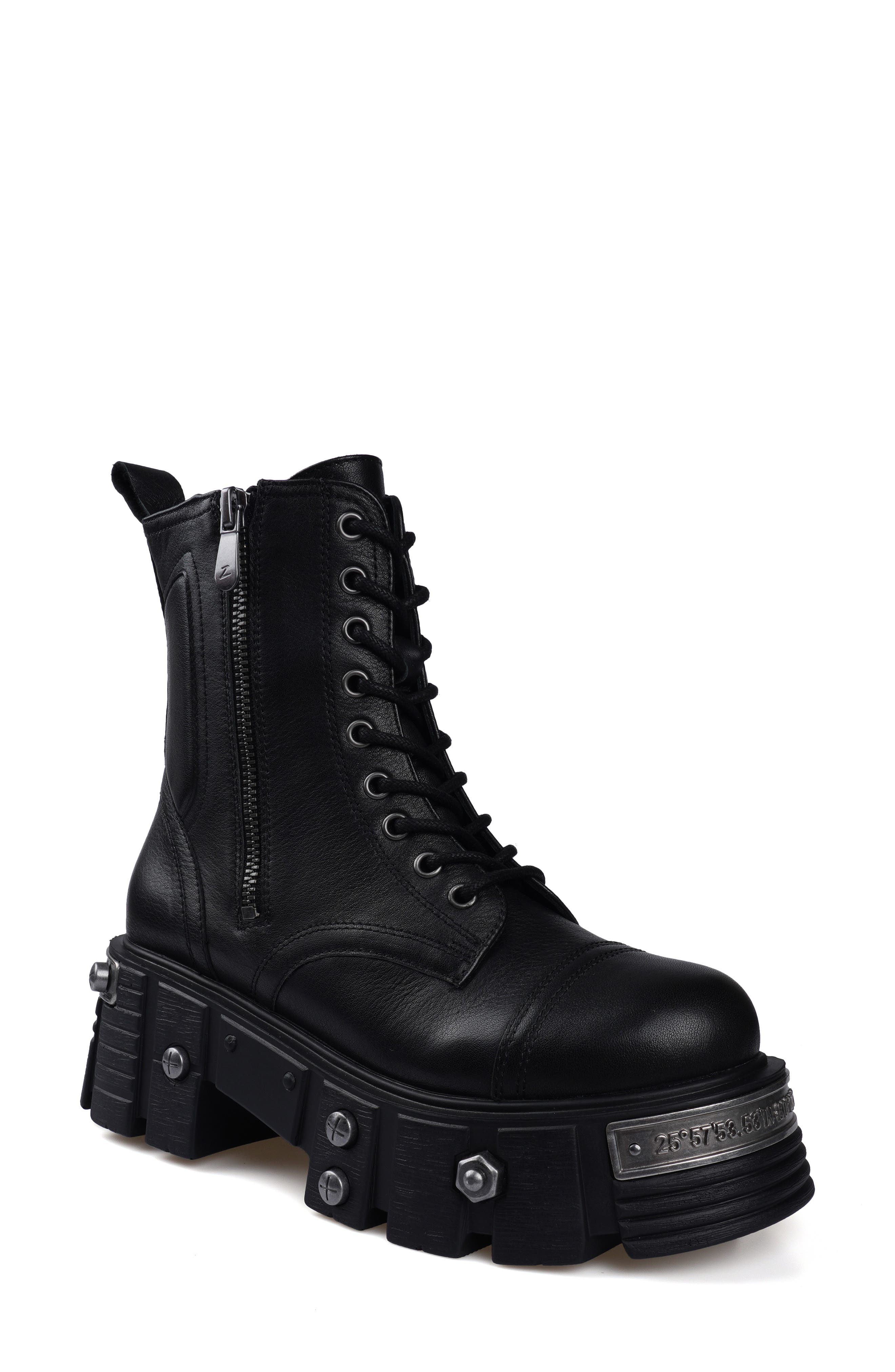 ZIGI Shanti Platform Combat Boot, Main, color, Black Leather