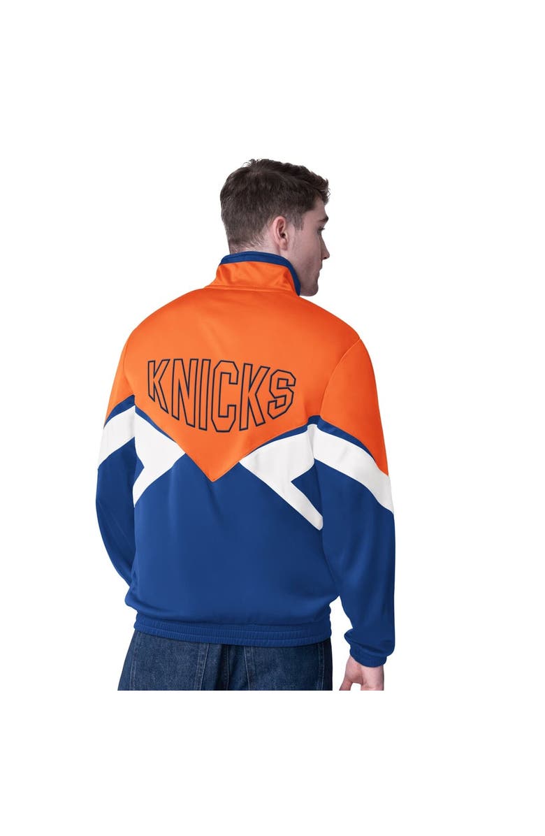 STARTER Men's Starter Orange/Blue New York Knicks Rush Applique Full-Zip Track Jacket, Alternate, color, Orange