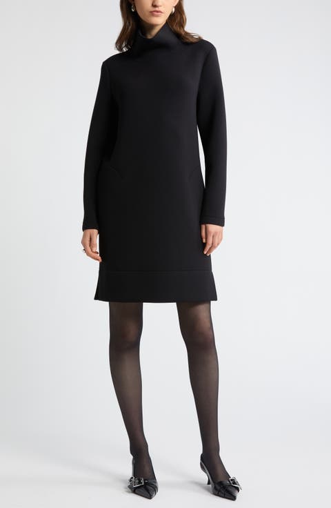 Turtleneck Long Sleeve Scuba Knit Dress