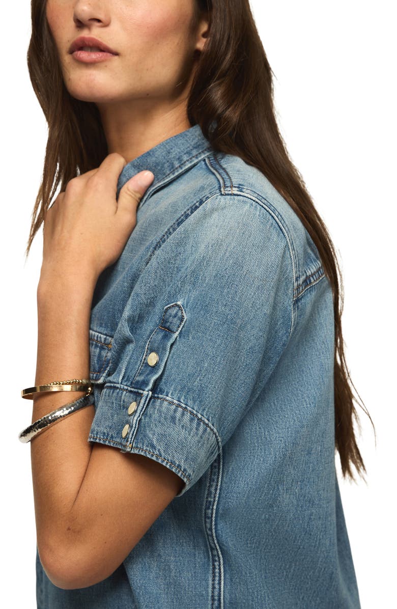 Lucky Brand Short Sleeve Denim Western Shirt, Alternate, color, Glammed Up Wash