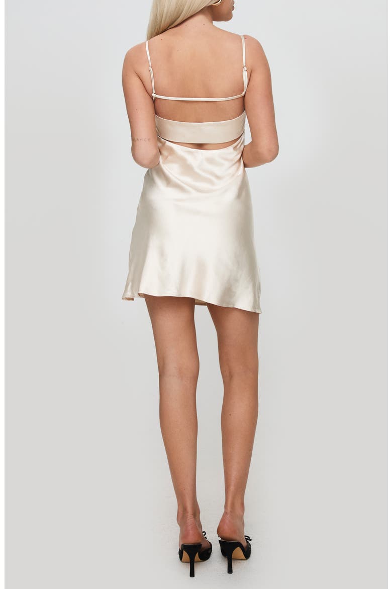 Jazelle Satin Cocktail Minidress, Alternate, color, CHAMPAGNE