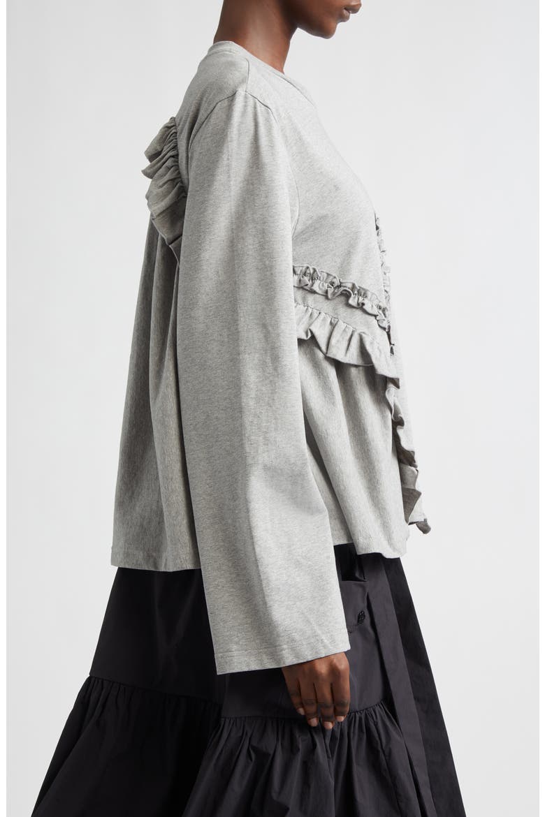 Alva Ruffle T-Shirt, Alternate, color, GREY MELANGE JERSEY