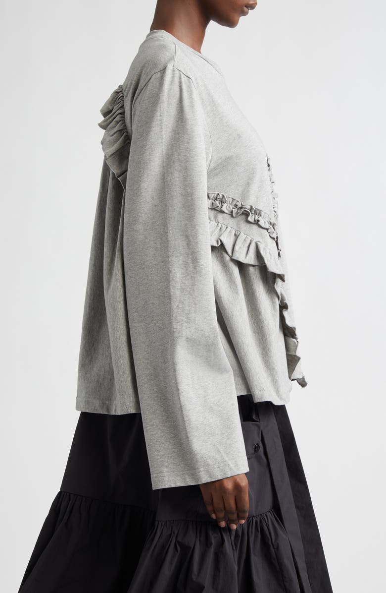 Cecilie Bahnsen Alva Ruffle T-Shirt, Alternate, color, Grey Melange Jersey