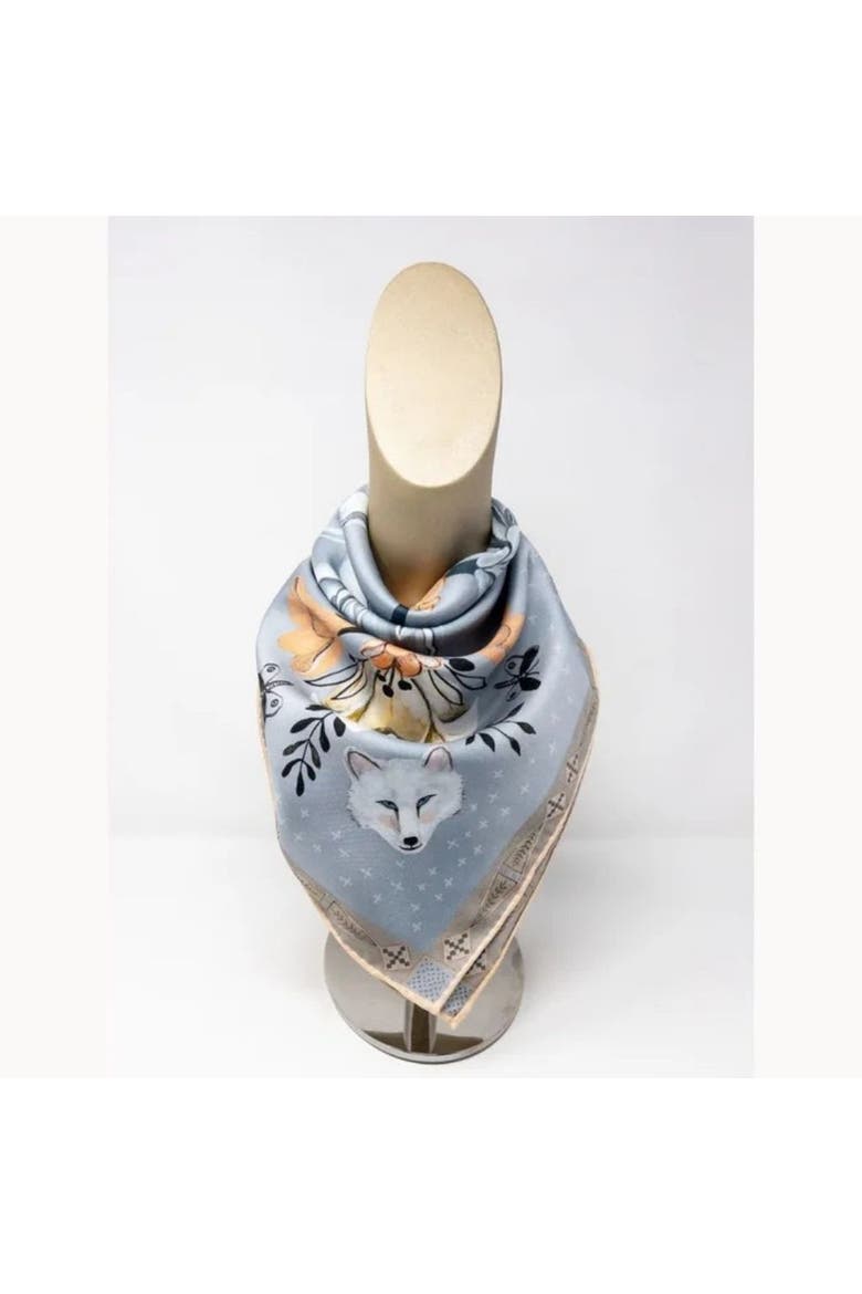 100% Silk Scarf Tundra - Arctic Animal Floral Pattern, Alternate, color, 35 x 35"