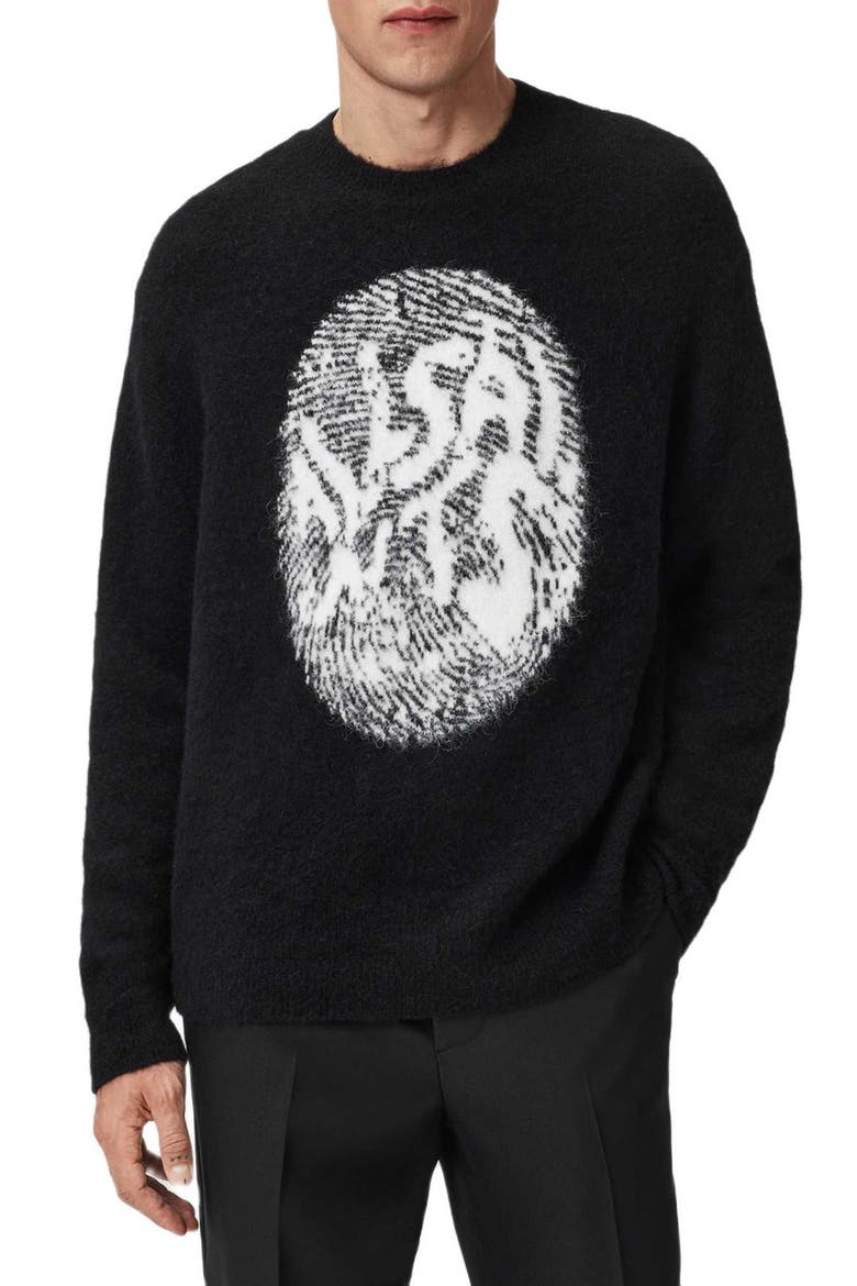 Ridges Logo Sweater, Main, color, BLACK/ ECRU WHITE