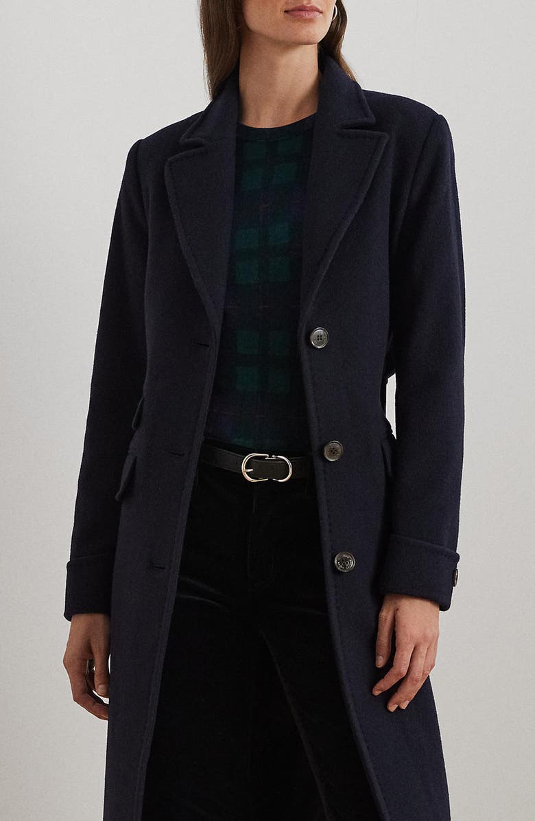 Lauren Ralph Lauren Wool & Cashmere Blend Coat, Alternate, color, Regal Navy