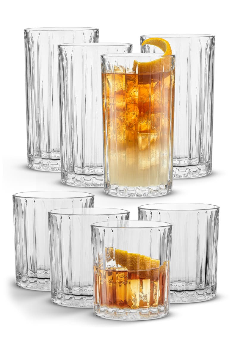 Alina 8-Piece Highball & Rocks Glasses, Main, color, CLEAR