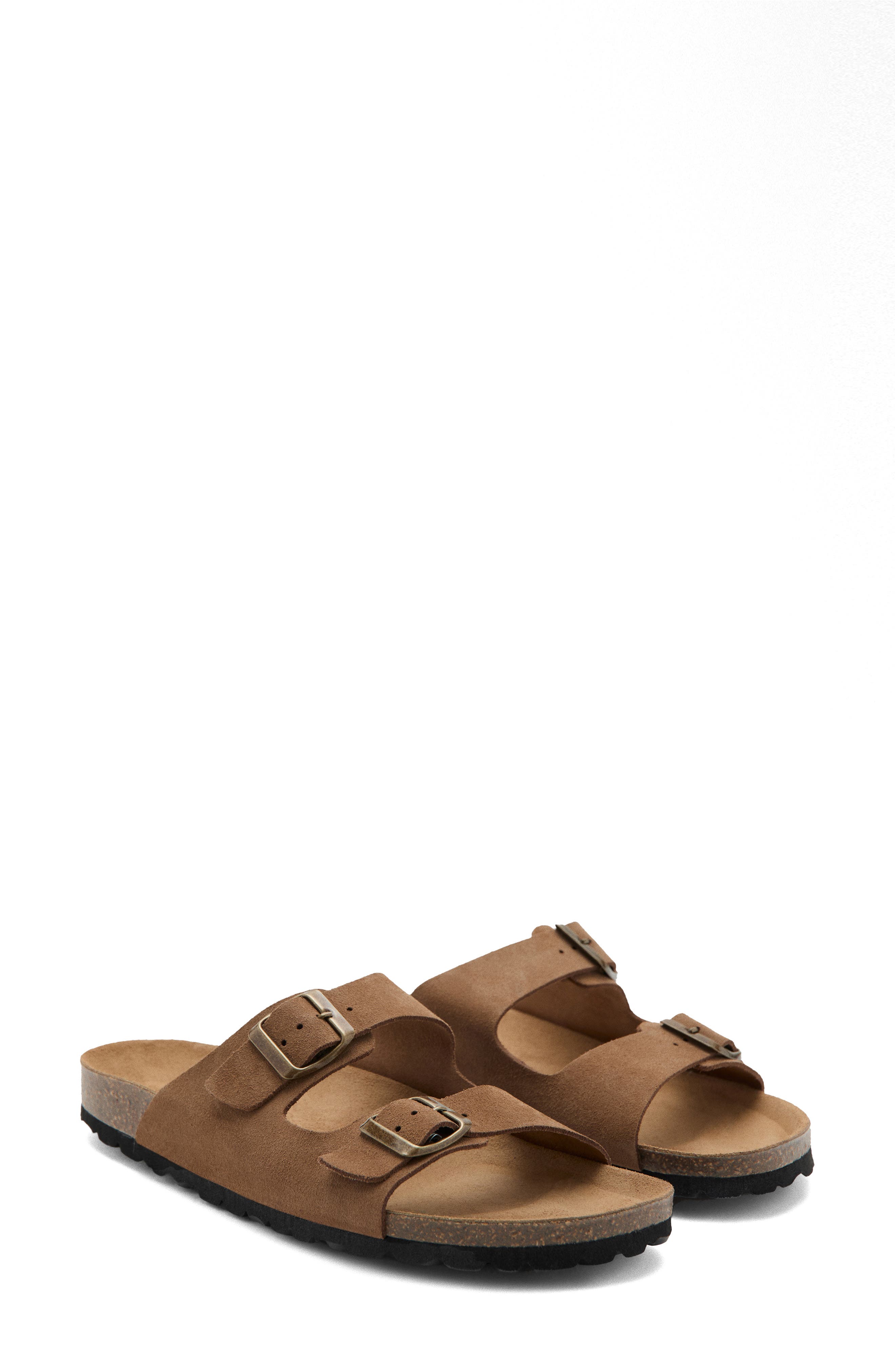 MANGO Double Buckle Slide Sandal, Main, color, Brown