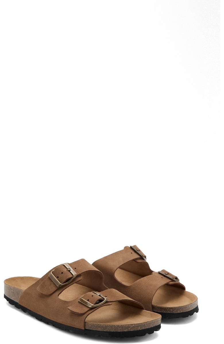 MANGO Double Buckle Slide Sandal, Main, color, Brown